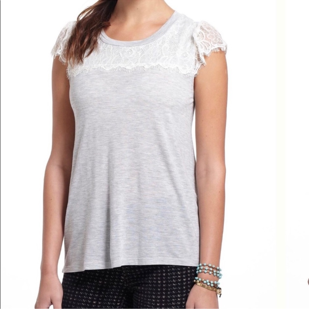 Anthropologie Eloise Gray Lace Tee